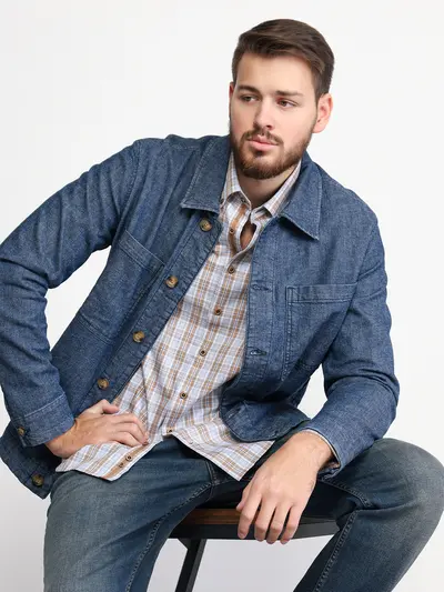 Куртка джинсовая синего цвета из смесового хлопка